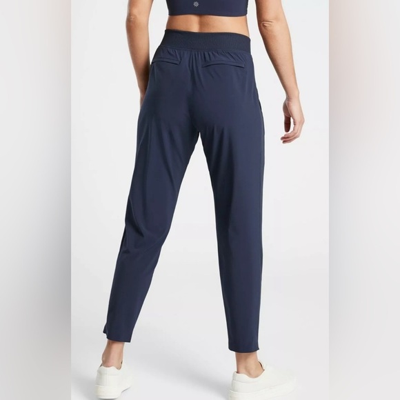Athleta Navy Blue Brooklyn Ankle Pant Elastic Waist Pockets Sz 0 - Picture 2 of 9